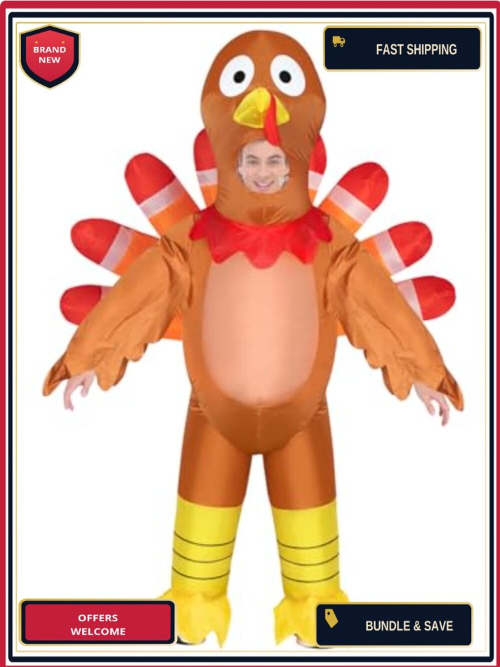 Inflatable Turkey Costume Adult Halloween Thanksgiving Cosplay Suit